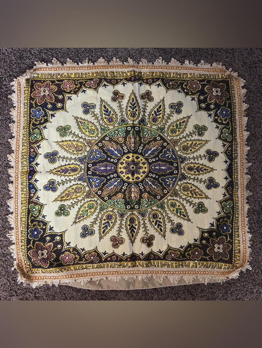Embroidered Persian Pillow Cover